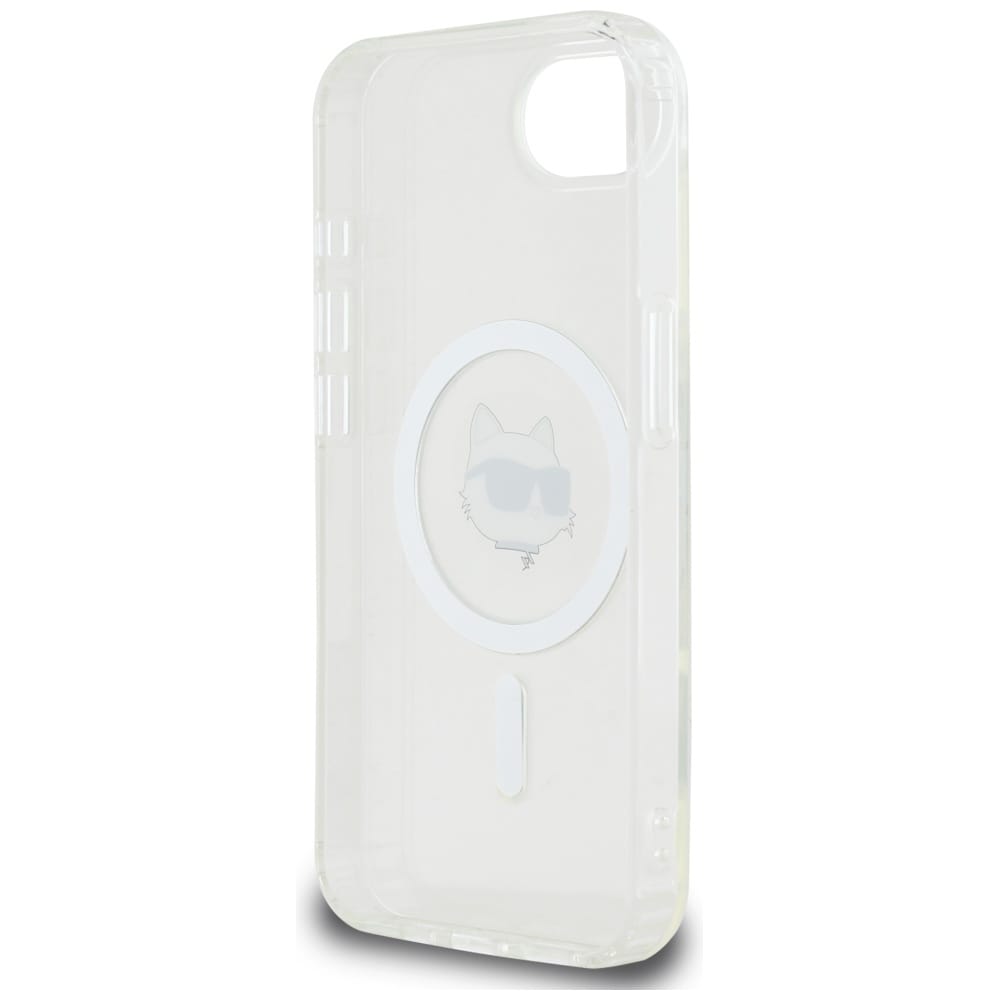 Karl Lagerfeld IML Metal Choupette Head MagSafe iPhone 16e Etui - Hvid