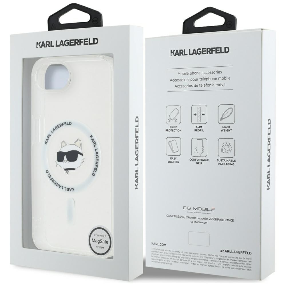 Karl Lagerfeld IML Metal Choupette Head MagSafe iPhone 16e Etui - Hvid