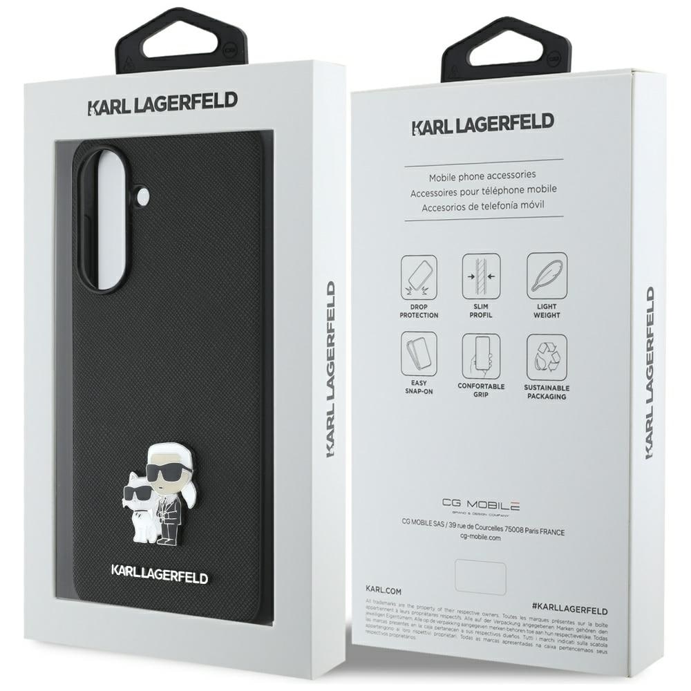 Karl Lagerfeld Saffiano Etui w/ K&C Metal Logo til Samsung Galaxy A56 - Sort