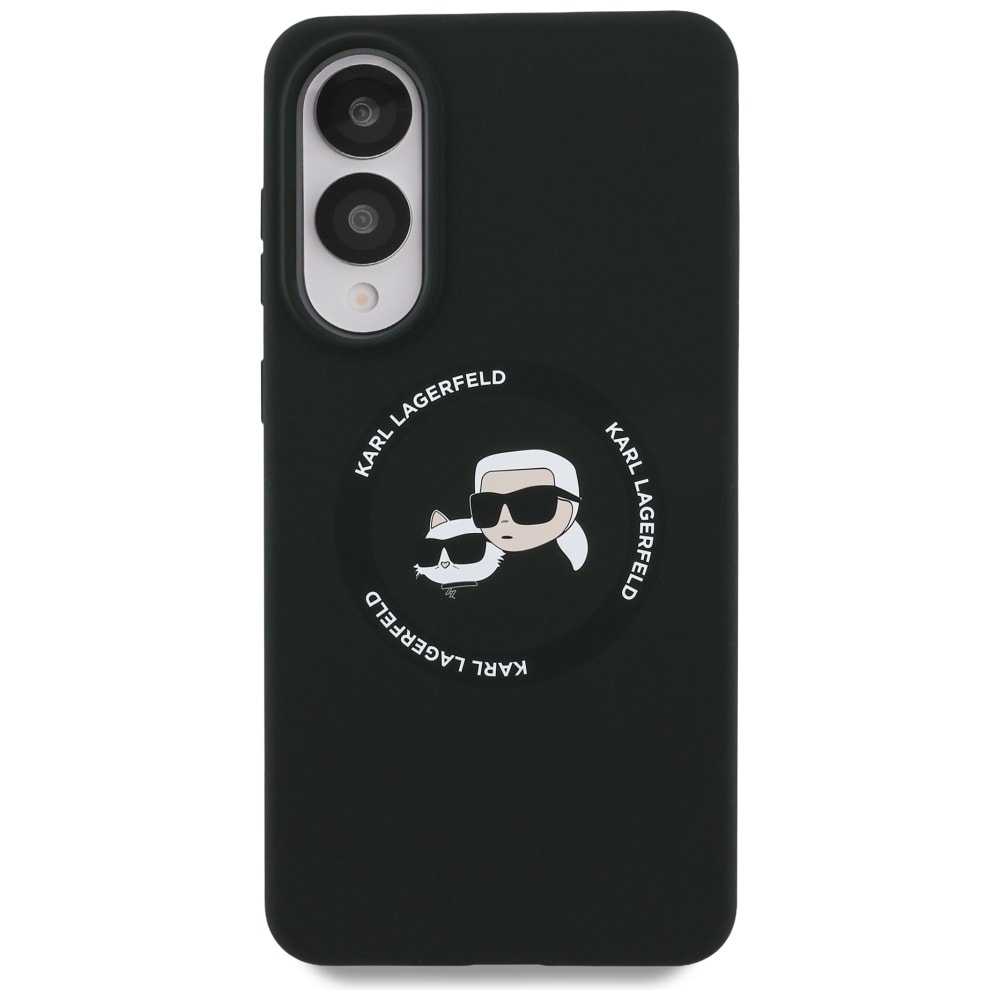 Karl Lagerfeld Silicone nauble Heads And Circle MagSafe-etui til Samsung Galaxy S25 Edge - sort