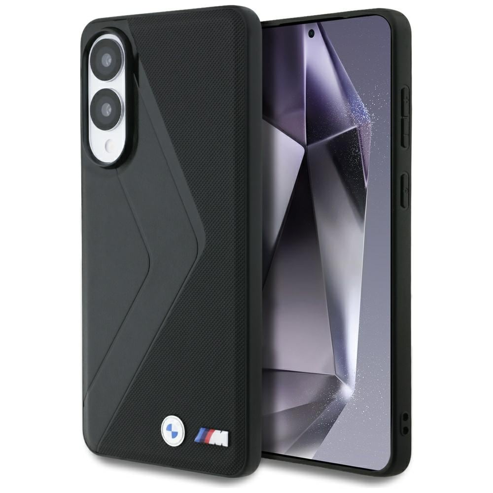 BMW Överdimensionerat MagSafe-fodral i läder med ränder för Samsung Galaxy S25 Edge - svart