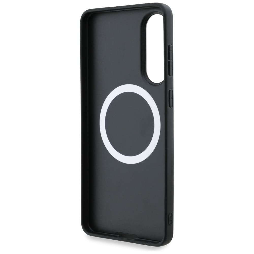 BMW Overdimensioneret MagSafe-etui i læder med striber til Samsung Galaxy S25 Edge - sort