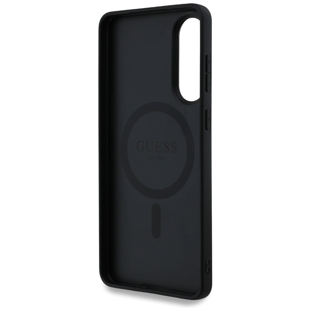 Guess 4G Ring Classic Logo MagSafe-etui til Samsung Galaxy S25 Edge - Sort