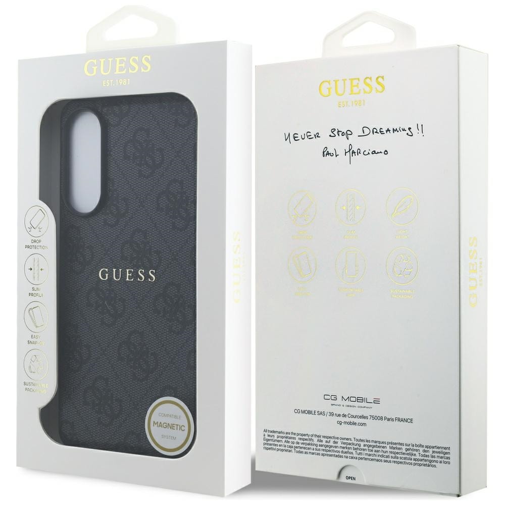 Guess 4G Ring Classic Logo MagSafe-etui til Samsung Galaxy S25 Edge - Sort