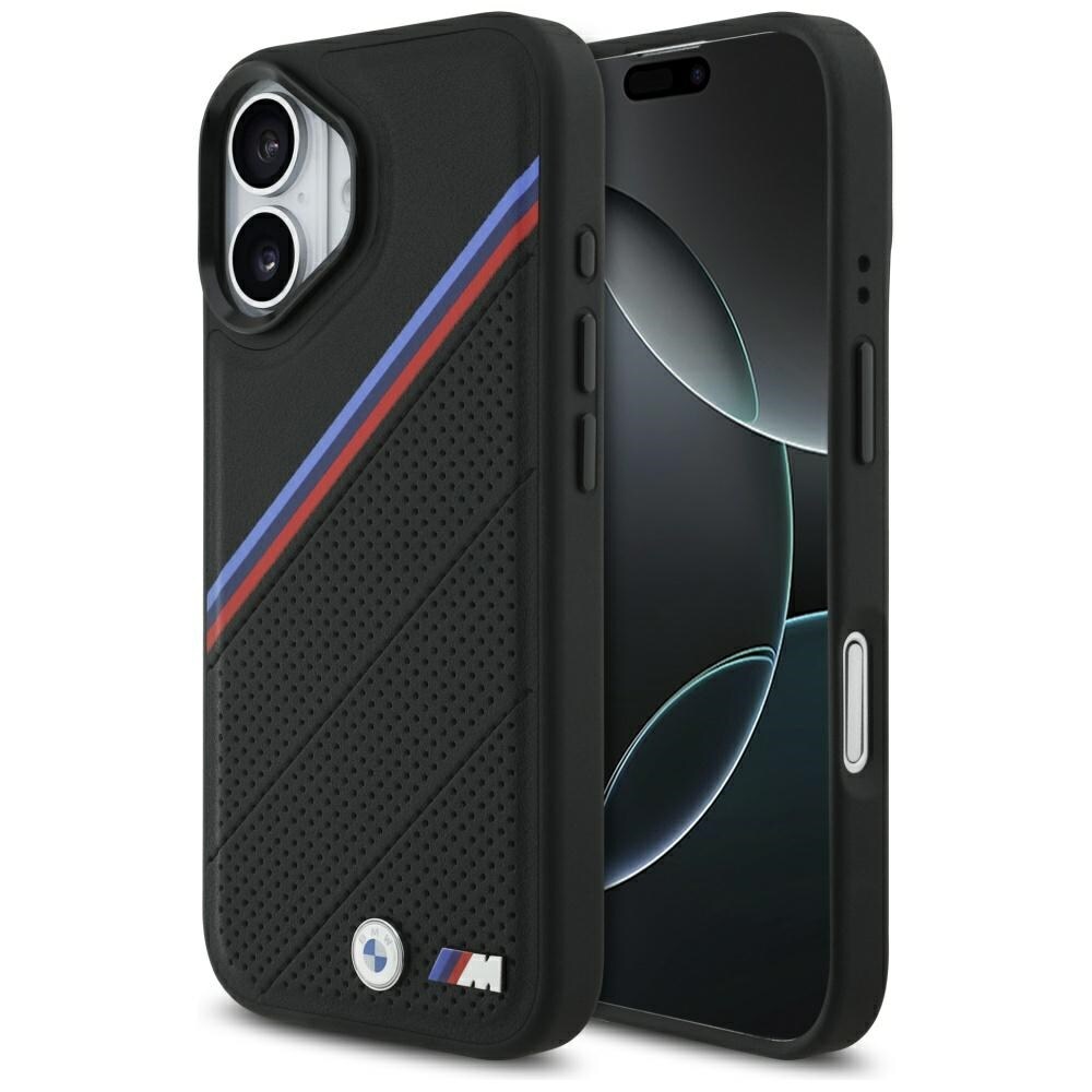 BMW M Tricolor MagSafe-fodral med metallogo för iPhone 17 - Svart