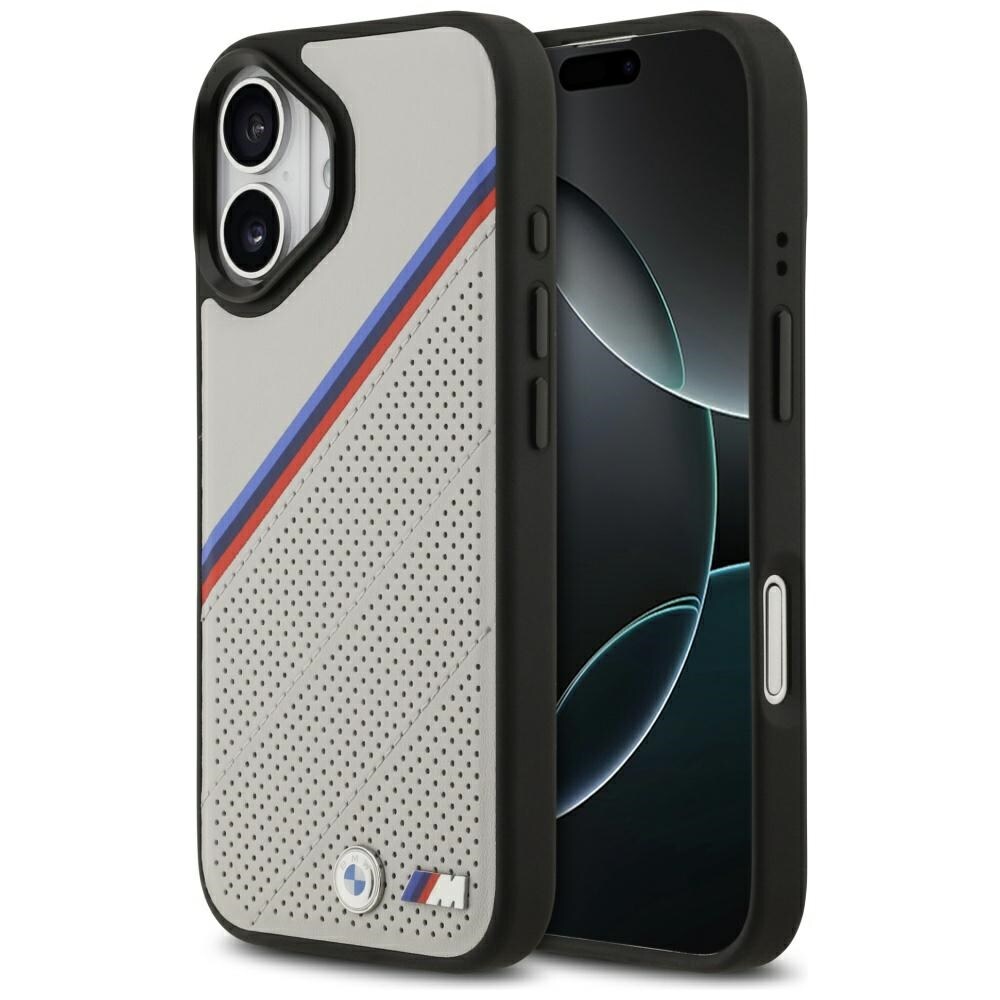 BMW M Tricolor MagSafe-fodral med metallogo för iPhone 17 - Grå