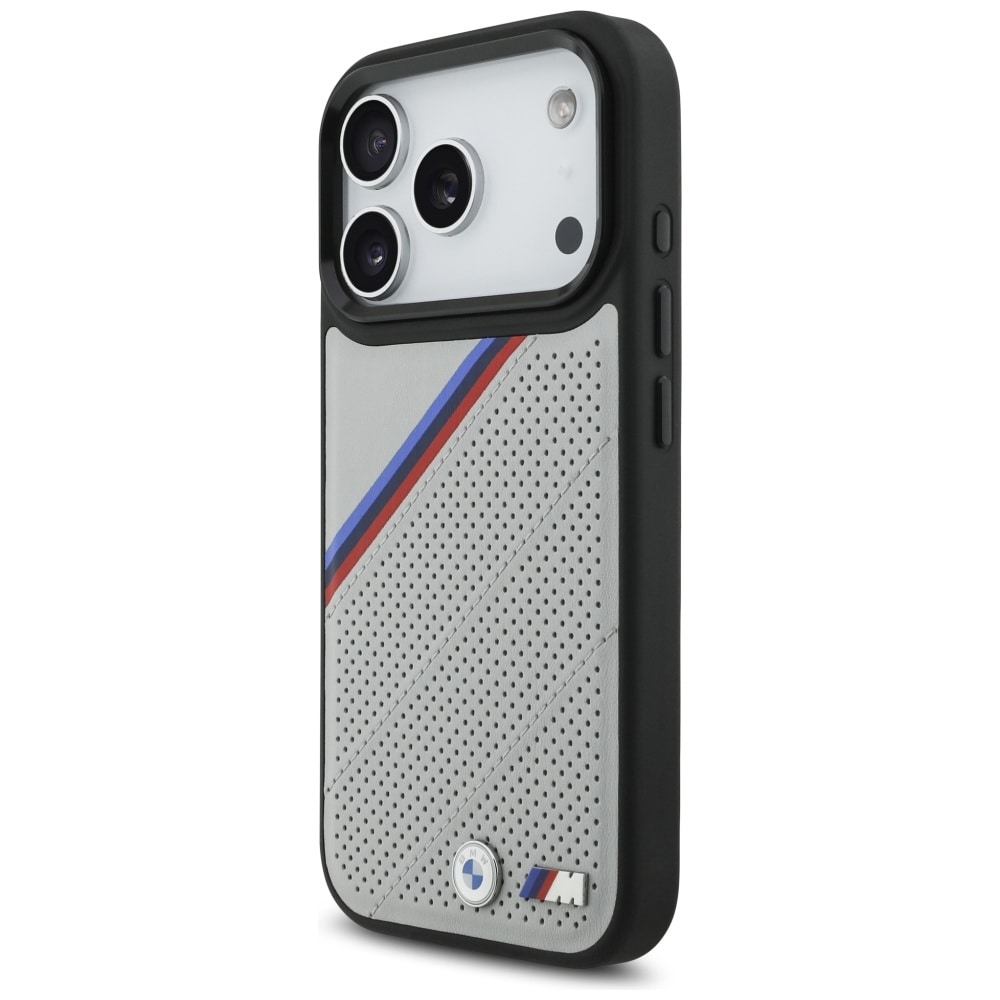 BMW M Tricolor MagSafe-etui med metallogo til iPhone 17 Pro - grå