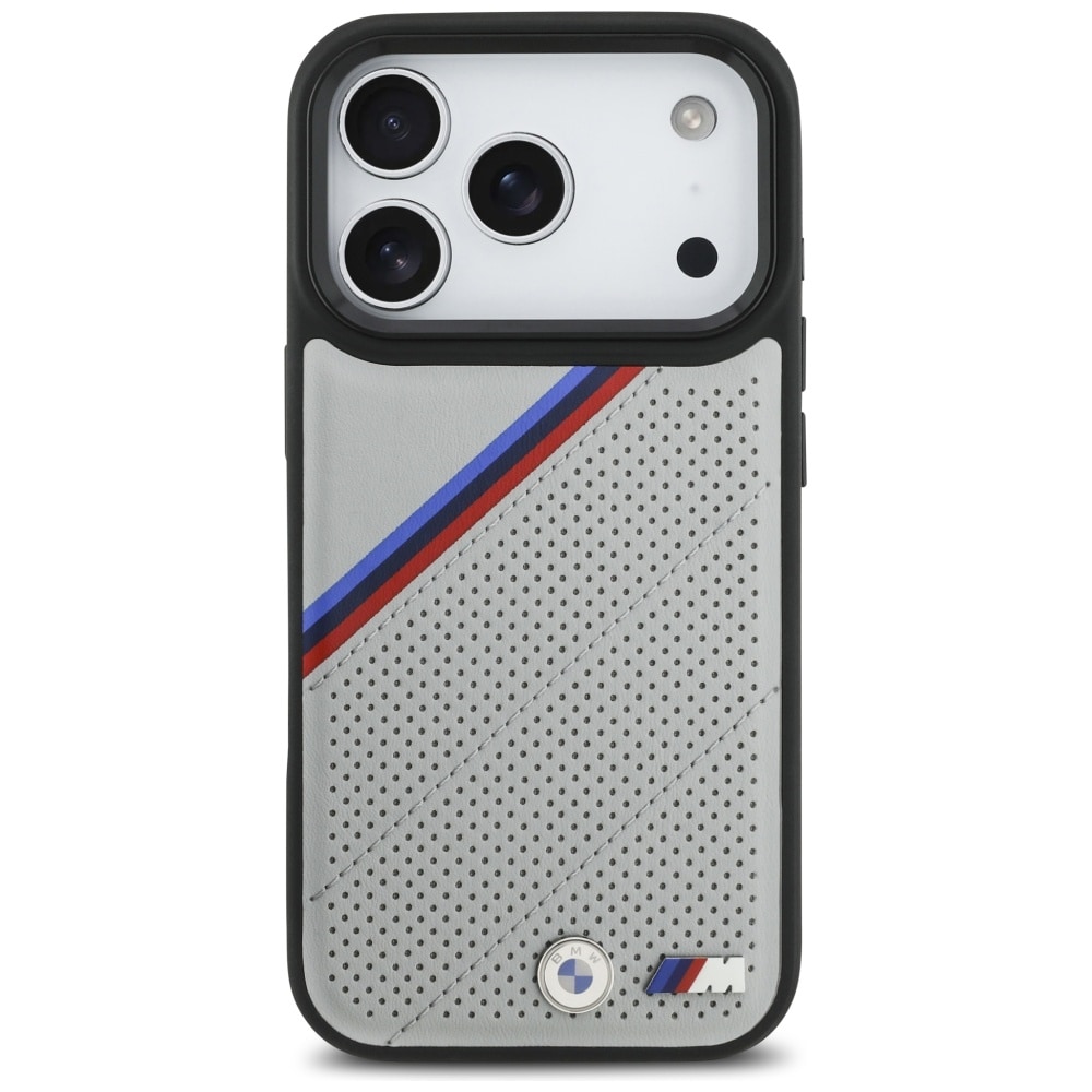 BMW M Tricolor MagSafe-etui med metallogo til iPhone 17 Pro - grå