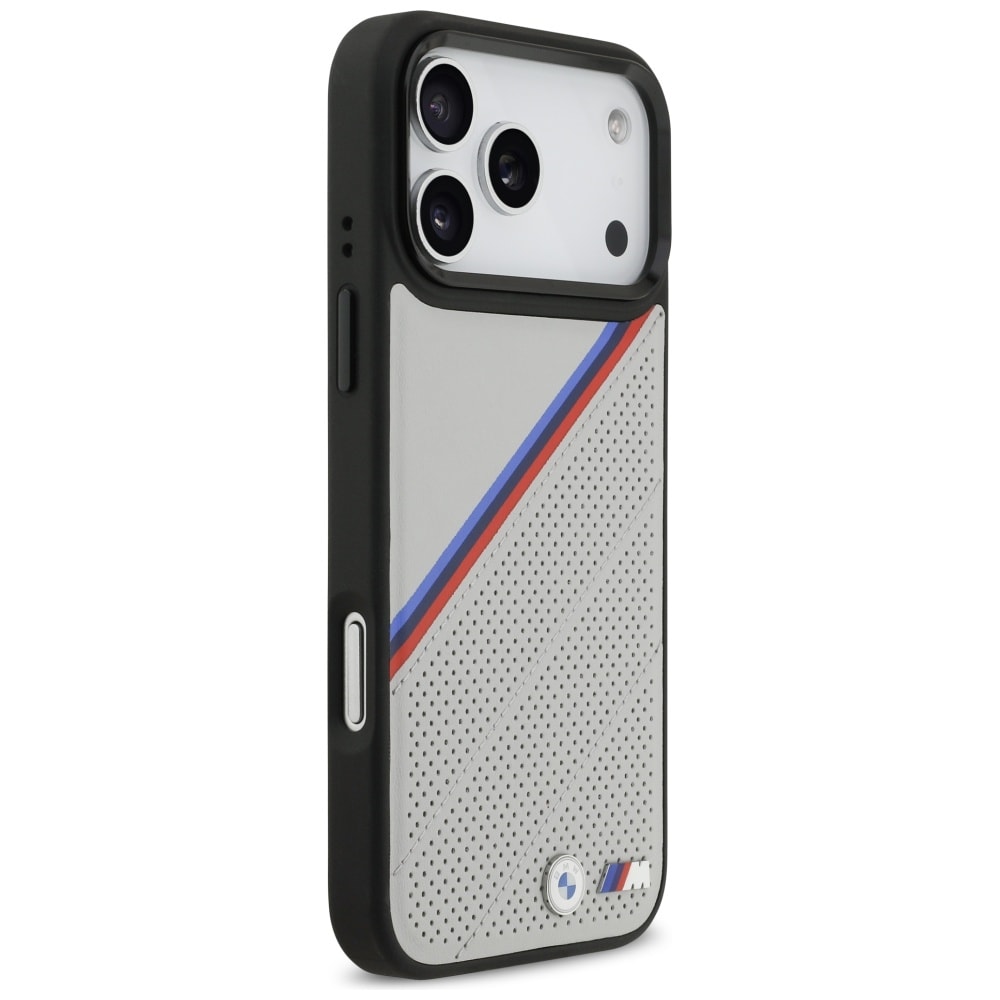 BMW M Tricolor Metal Logo MagSafe-etui til iPhone 17 Pro Max - grå