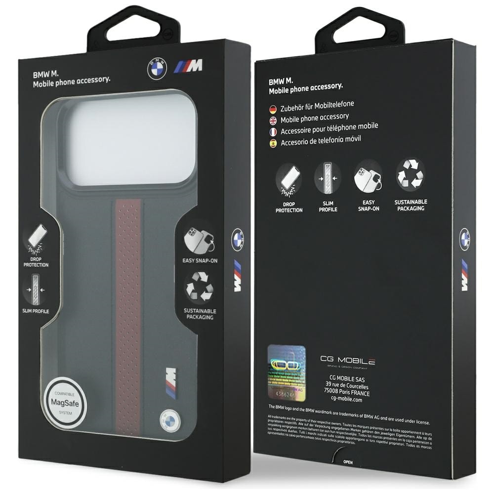 BMW M Perforeret stribe-logo MagSafe-etui til iPhone 17 Pro Max - Rød