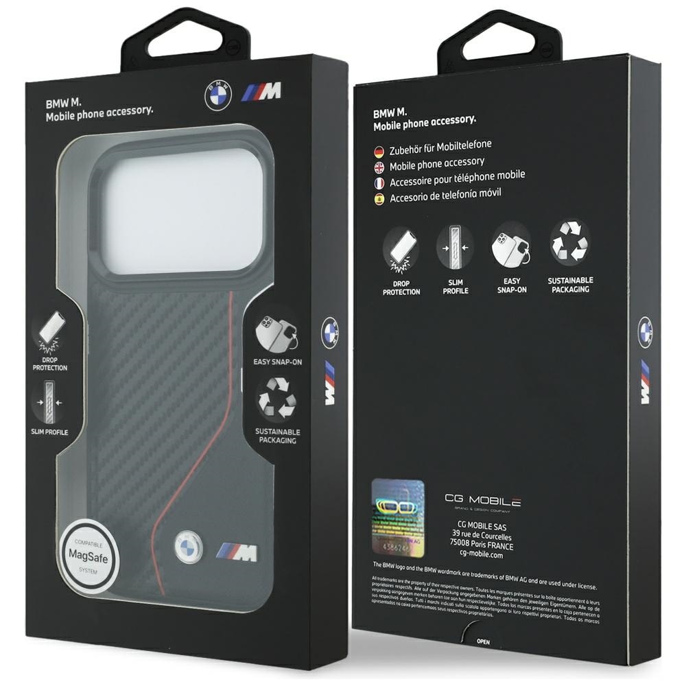 BMW M Carbon Line & Logo MagSafe-etui til iPhone 17 Pro - Rød