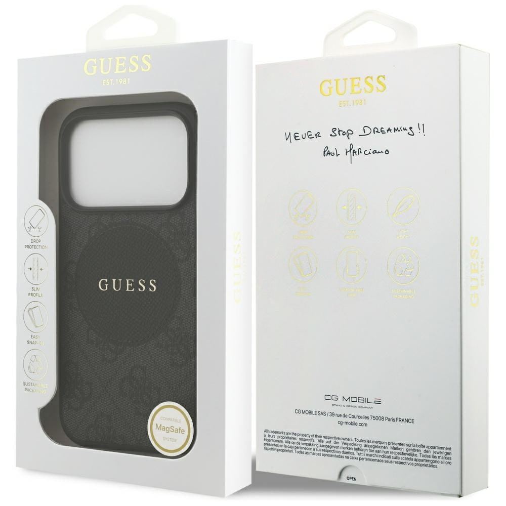Guess 4G Circle Classic MagSafe-etui med logo til iPhone 17 Pro - sort