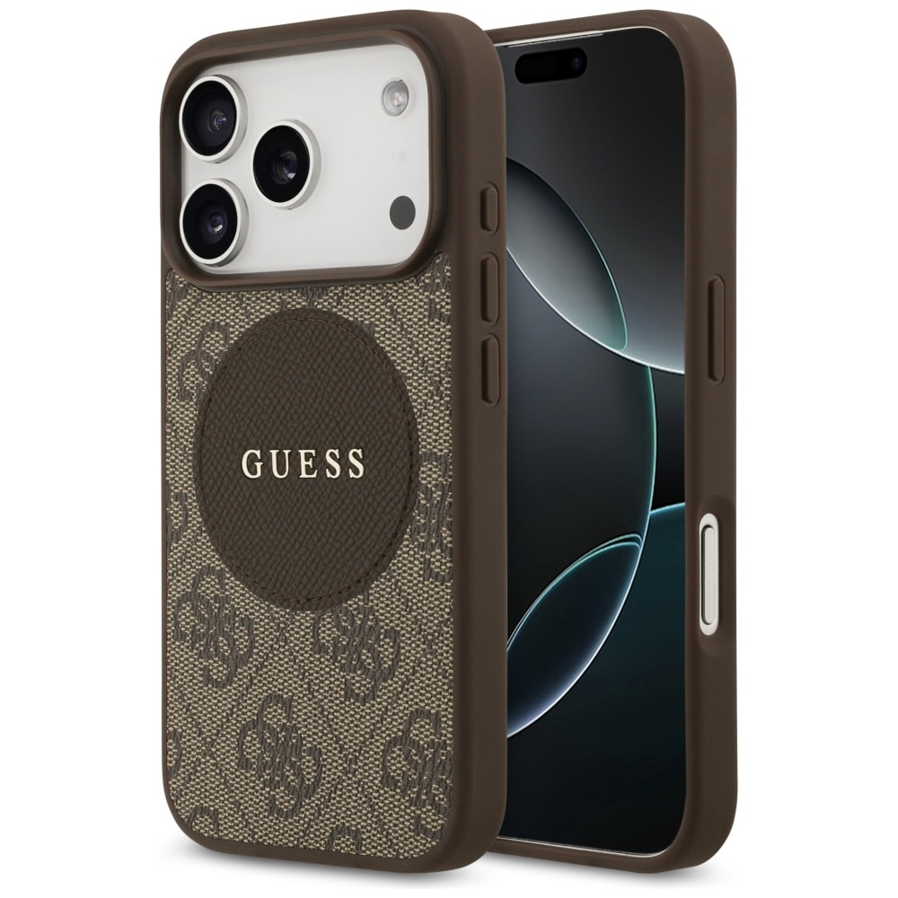 Guess 4G Circle Classic Logo MagSafe-fodral för iPhone 17 Pro - brunt
