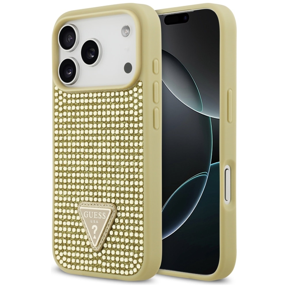 Guess Triangellogo i strass iPhone 17 Pro-fodral - guld
