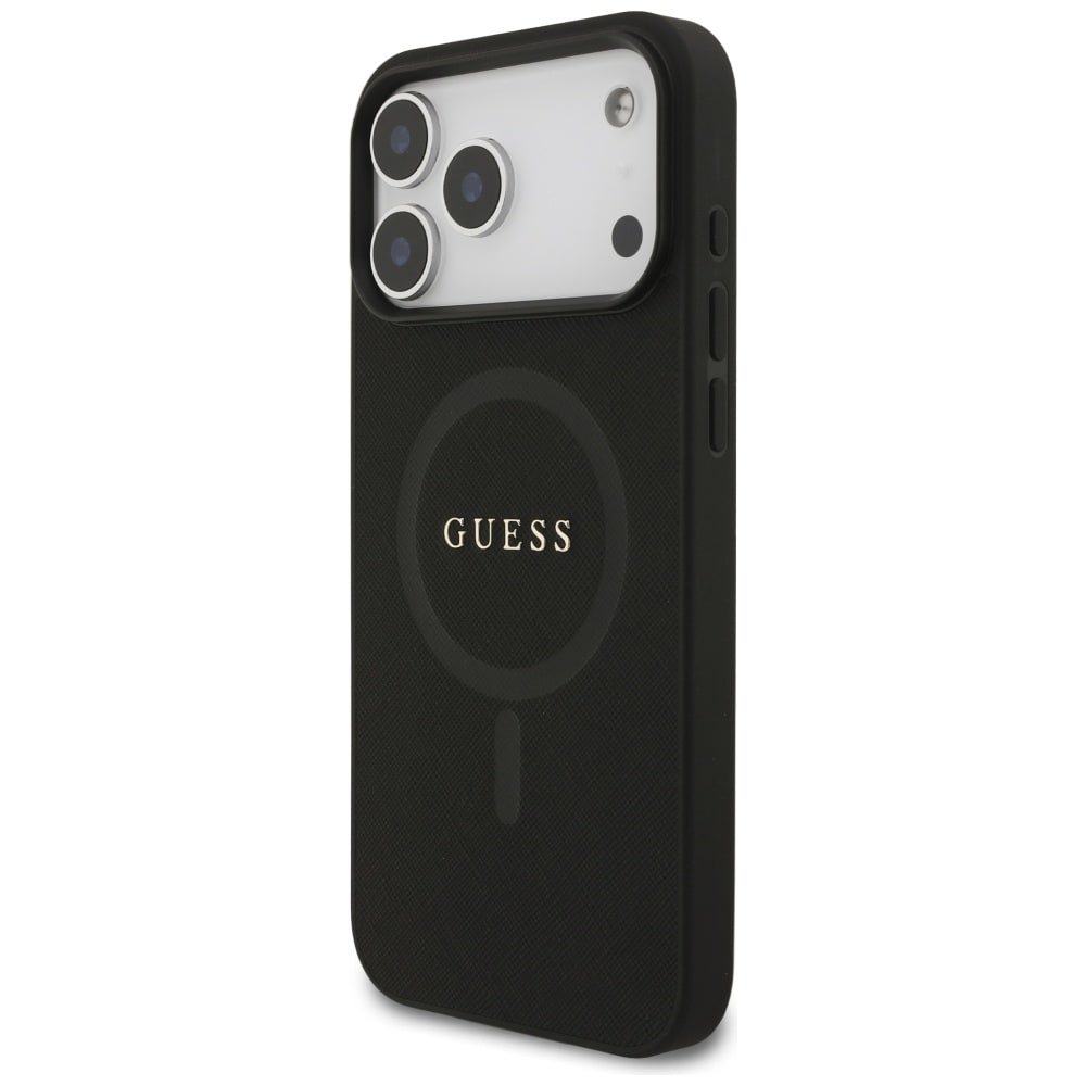 Guess Saffiano Classic Logo MagSafe-etui til iPhone 17 Pro Max - Sort