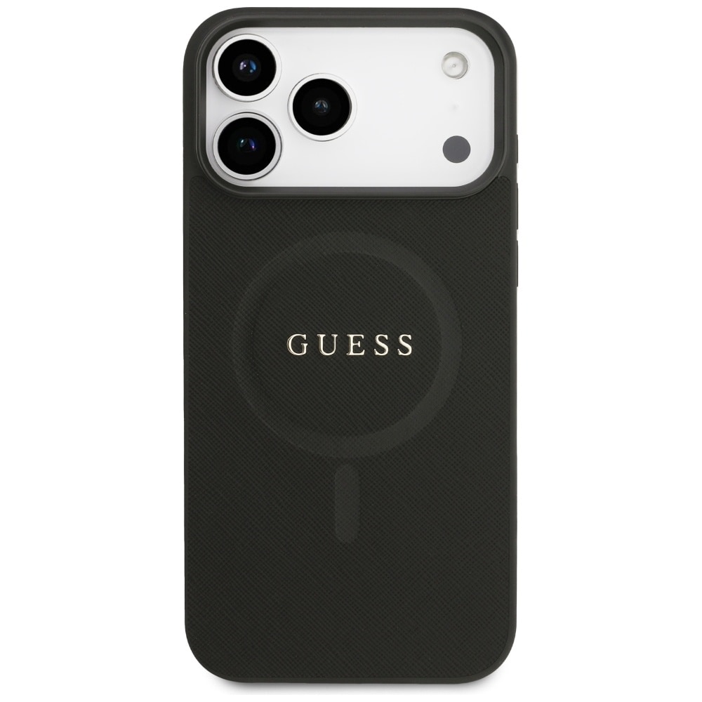 Guess Saffiano Classic Logo MagSafe-etui til iPhone 17 Pro Max - Sort