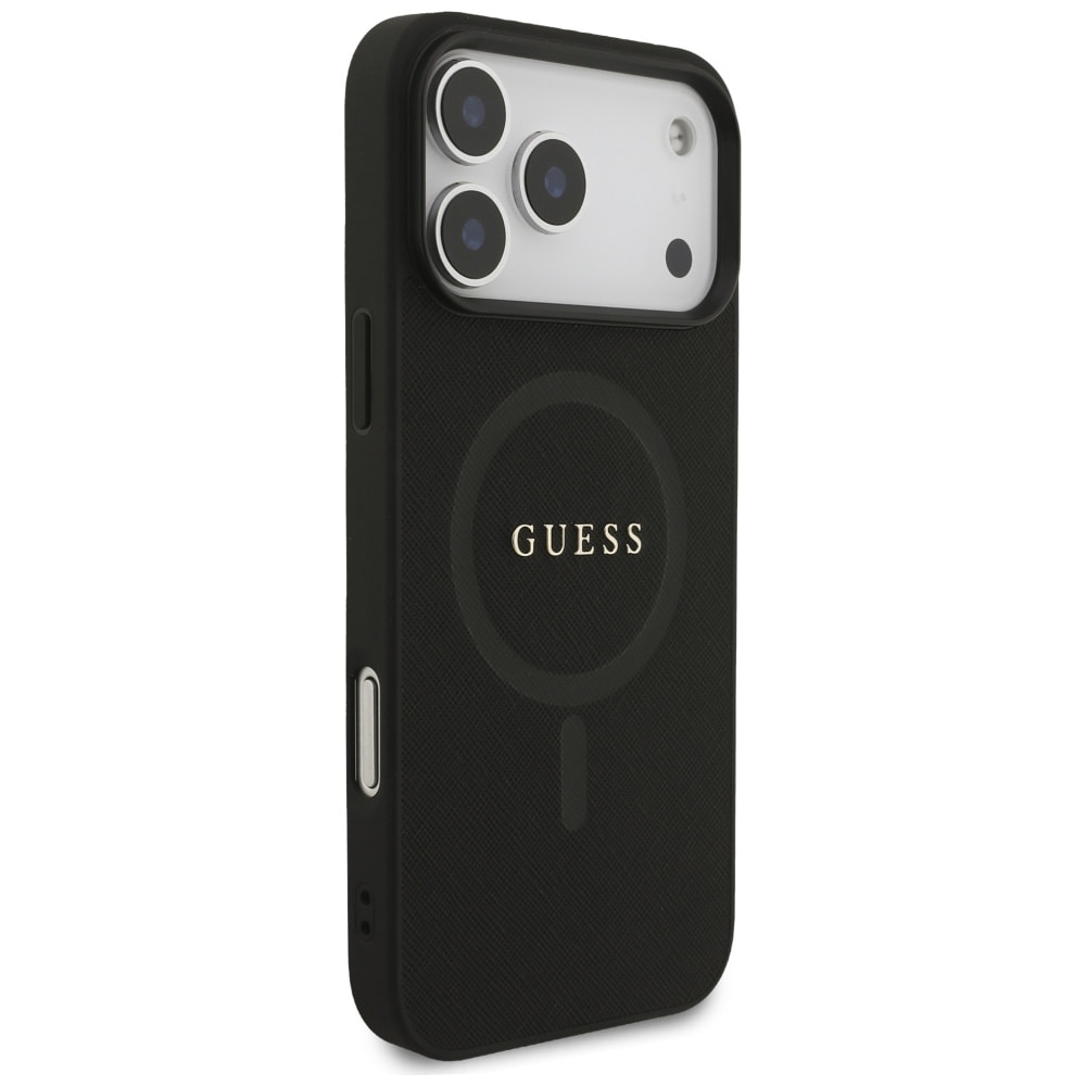 Guess Saffiano Classic Logo MagSafe-etui til iPhone 17 Pro Max - Sort