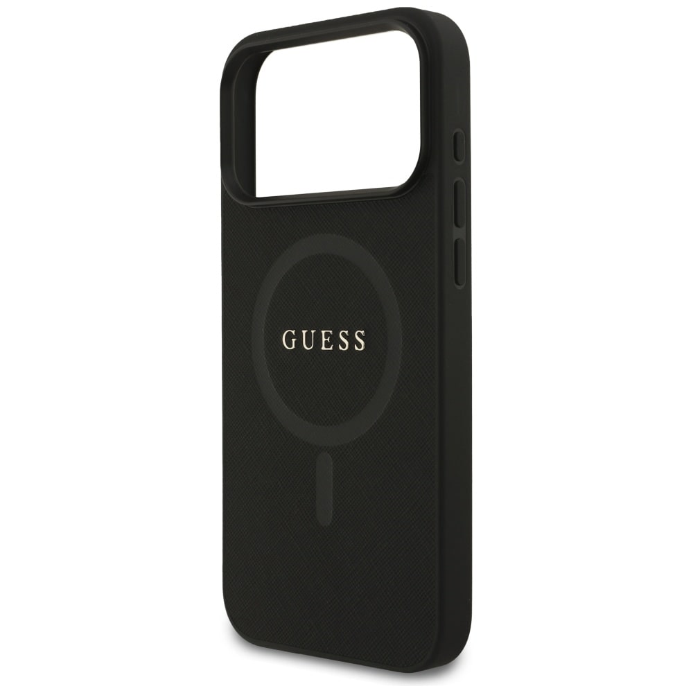 Guess Saffiano Classic Logo MagSafe-etui til iPhone 17 Pro Max - Sort