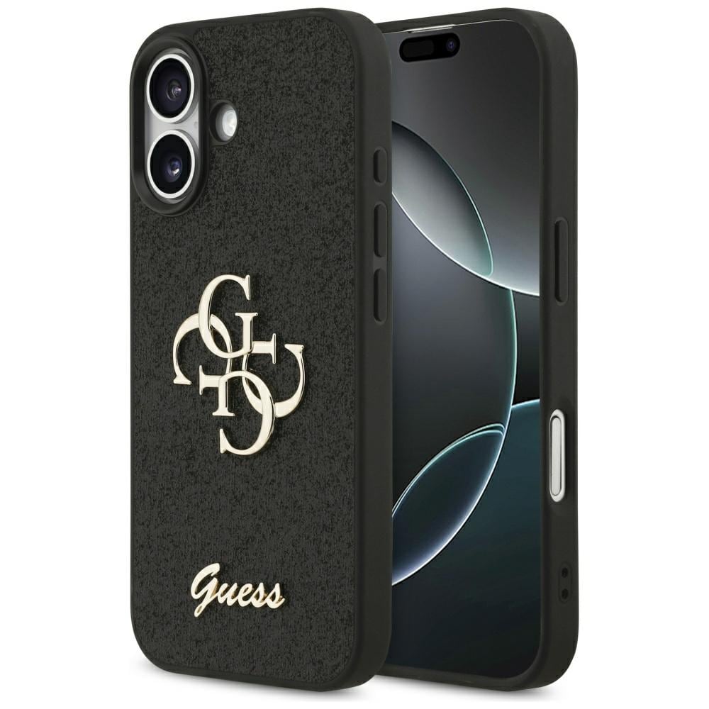 Guess Fast Glitter Big 4G fodral för iPhone 17 - svart