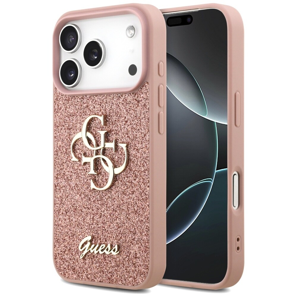 Guess Fast Glitter Big 4G-fodral för iPhone 17 Pro - Rosa
