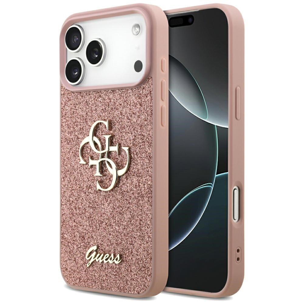 Guess Fast Glitter Big 4G-fodral för iPhone 17 Pro Max - Rosa