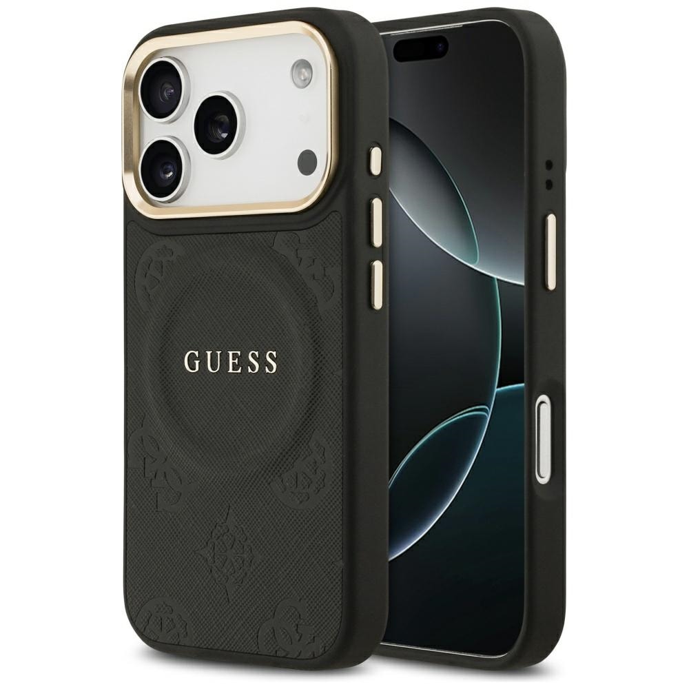 Guess Peony Hot Stamp MagSafe-etui til iPhone 17 Pro - Sort