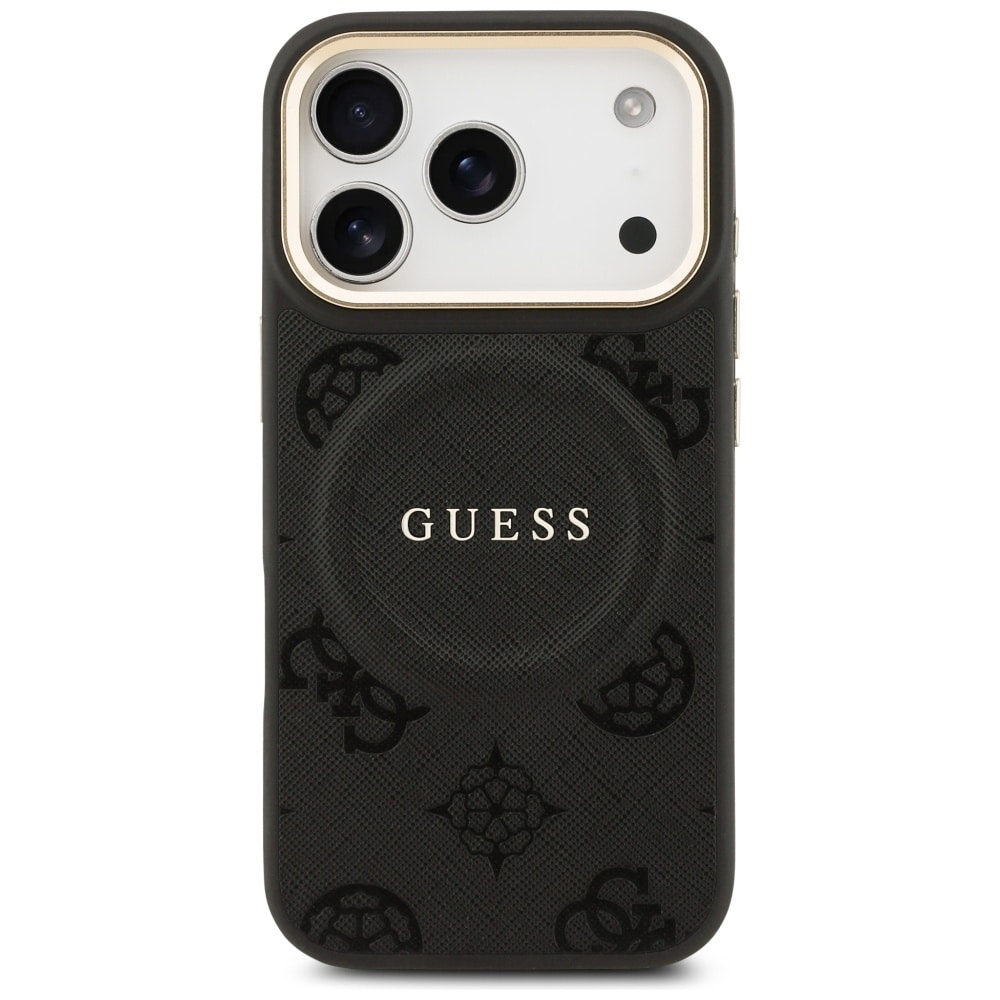 Guess Peony Hot Stamp MagSafe-etui til iPhone 17 Pro - Sort