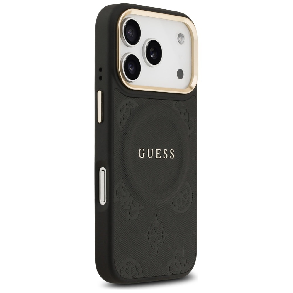 Guess Peony Hot Stamp MagSafe-etui til iPhone 17 Pro - Sort