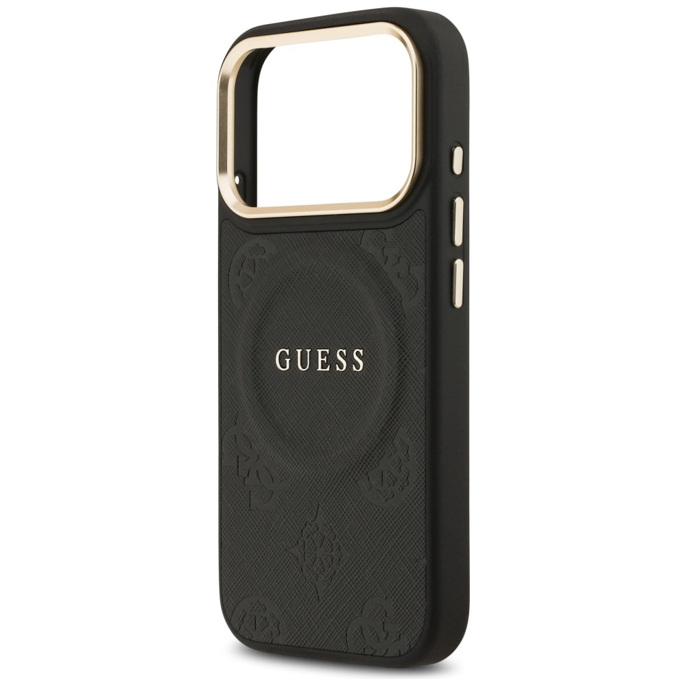 Guess Peony Hot Stamp MagSafe-etui til iPhone 17 Pro - Sort