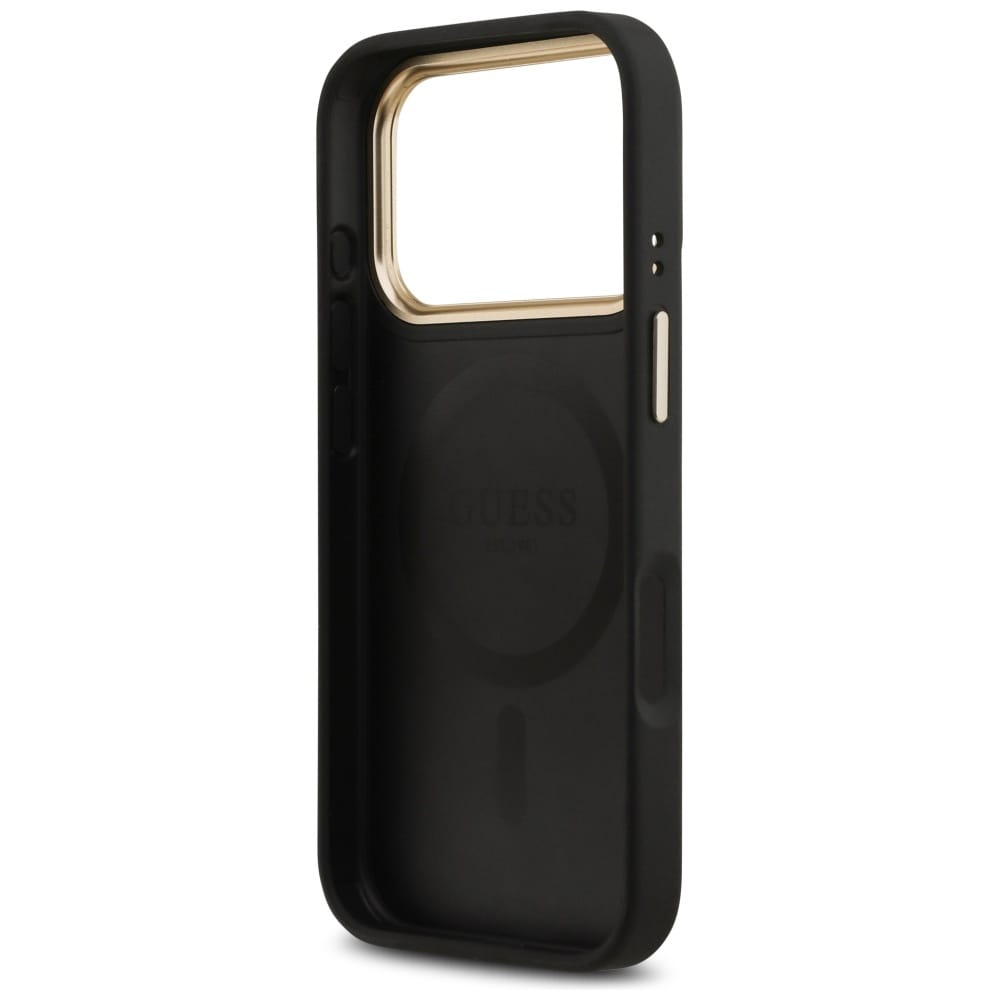 Guess Peony Hot Stamp MagSafe-etui til iPhone 17 Pro - Sort