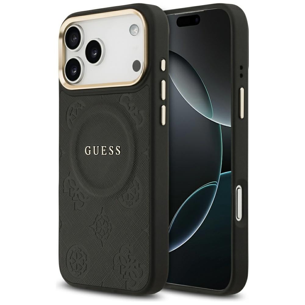 Guess Peony Hot Stamp MagSafe-fodral för iPhone 17 Pro Max - Svart
