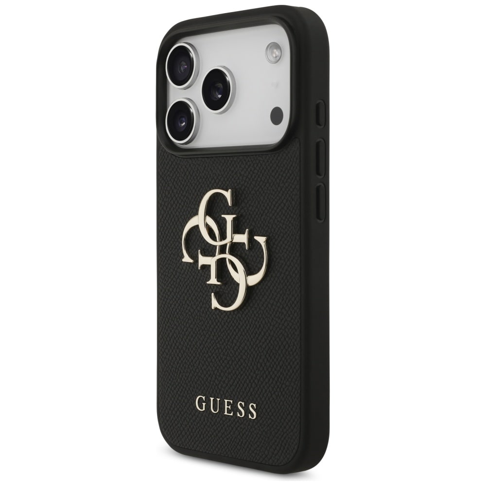 Guess Grained Big 4G & Classic Logo etui til iPhone 17 Pro - sort