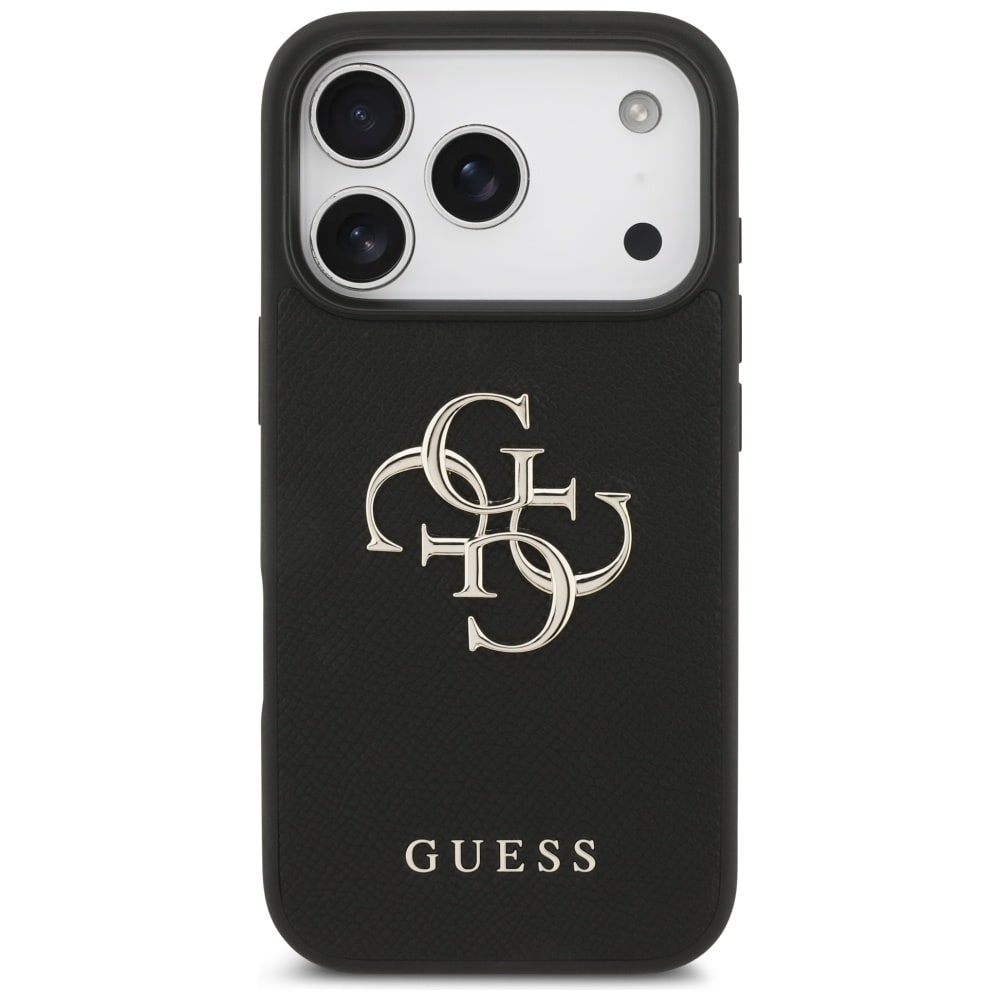 Guess Grained Big 4G & Classic Logo etui til iPhone 17 Pro - sort
