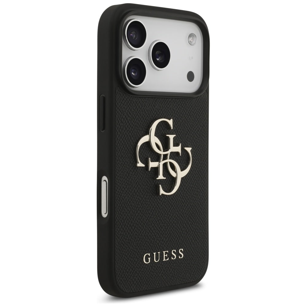 Guess Grained Big 4G & Classic Logo etui til iPhone 17 Pro - sort