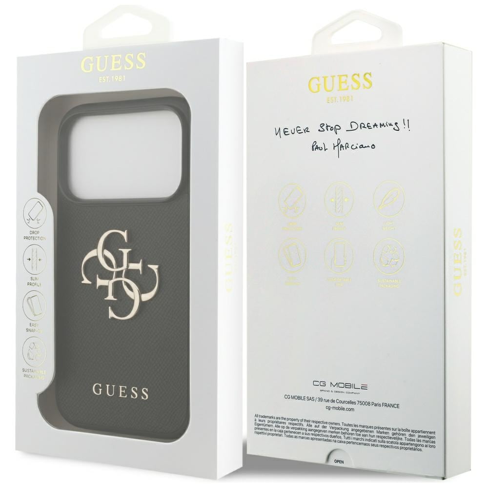 Guess Grained Big 4G & Classic Logo etui til iPhone 17 Pro - sort