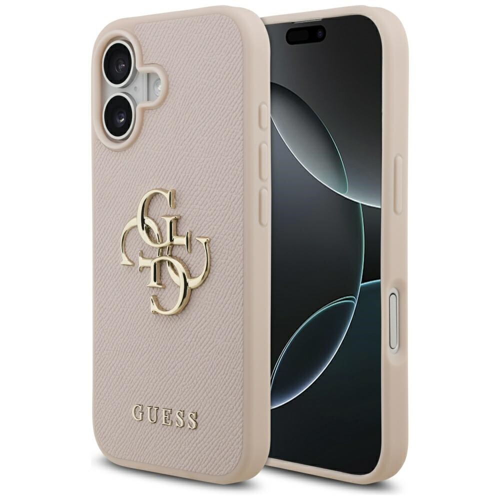 Guess Grained Big 4G & Classic Logo iPhone 17 Fodral - Rosa