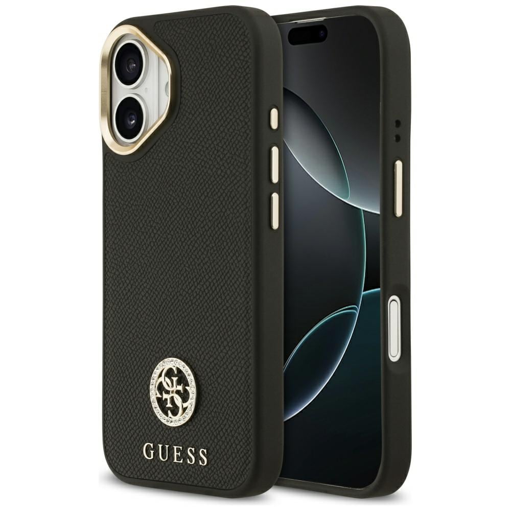 Guess Grained Strass Logo MagSafe-fodral för iPhone 17 - svart