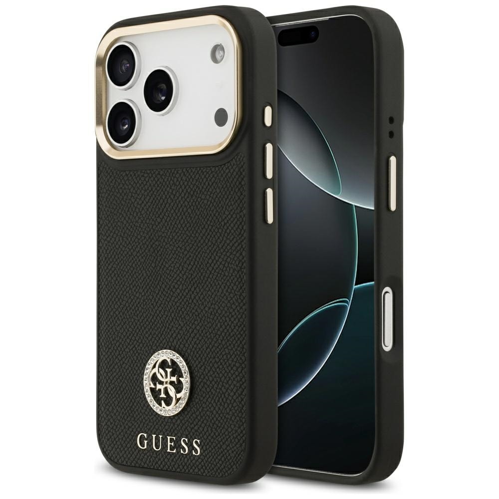 Guess Grained Strass Logo MagSafe-fodral för iPhone 17 Pro - svart