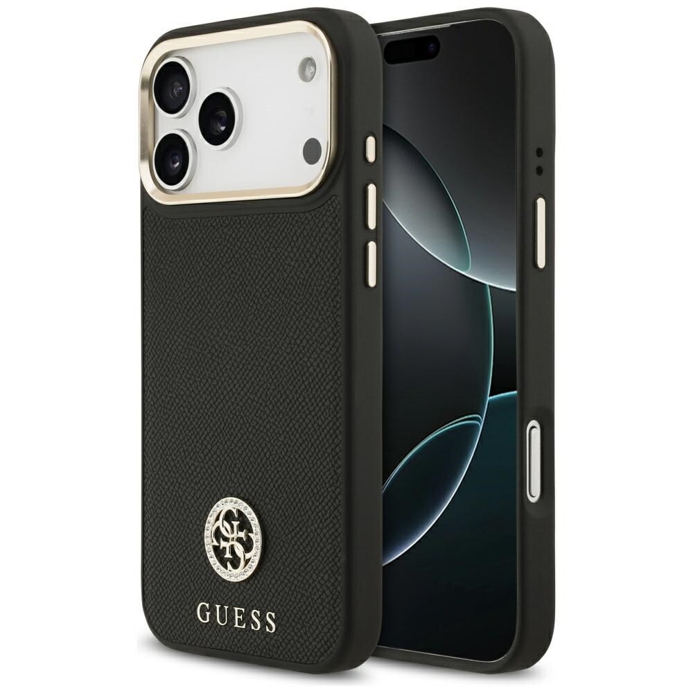 Guess Grained Strass Logo MagSafe-fodral för iPhone 17 Pro Max - svart