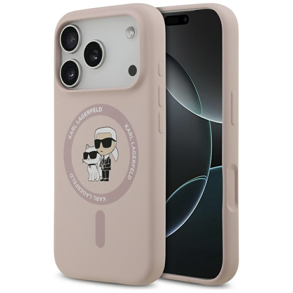 Karl Lagerfeld Silikon Karl&Choupette Ring MagSafe Fodral för iPhone 17 Pro - Rosa