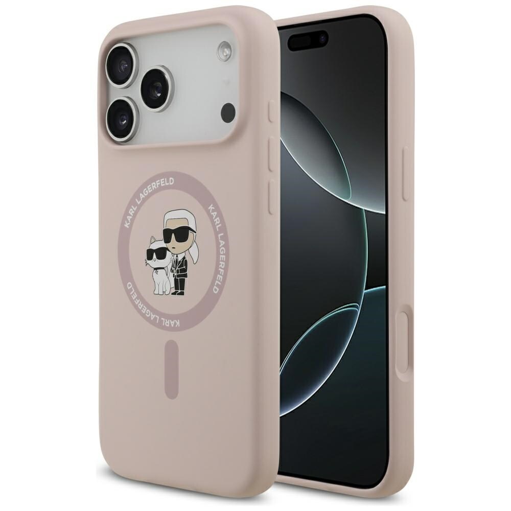 Karl Lagerfeld Silikon Karl&Choupette Ring MagSafe Fodral för iPhone 17 Pro Max - Rosa