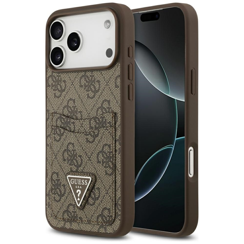 Guess 4G Nauble Card Triangle Fodral för iPhone 17 Pro Max - Brun