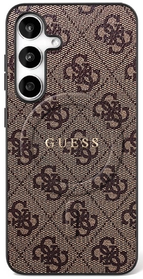 Guess 4G Ring Classic Logo MagSafe-fodral för Samsung Galaxy S25 FE - brun