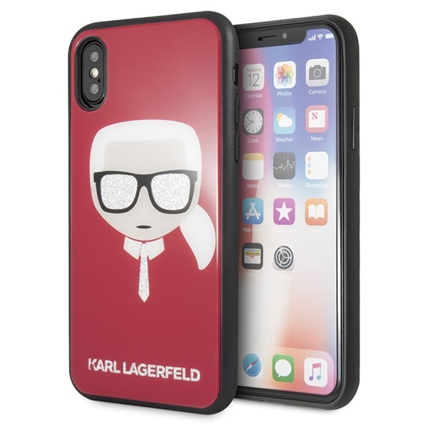Karl Lagerfeld Iconic Glitter Karl`s Head iPhone X / Xs Fodral - Röd
