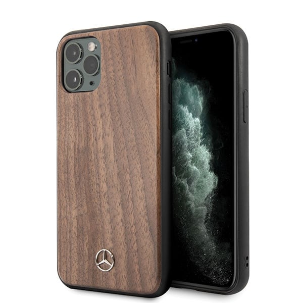 Mercedes Wood Line valnötsfodral för iPhone 11 Pro Max - Brun