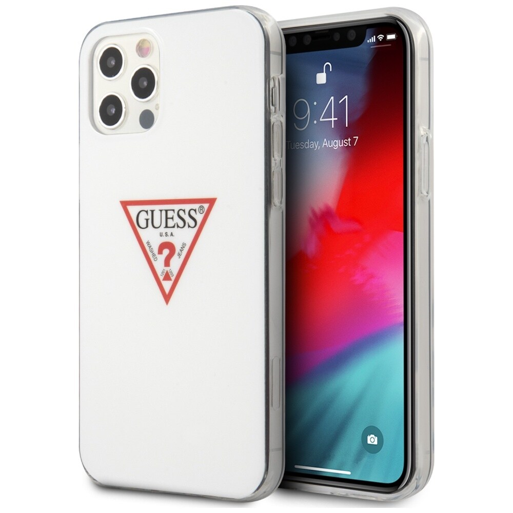 Guess GUHCP12MPCUCTLWH iPhone 12/12 Pro 6,1" vit/vit hårda fodral Triangle Collection