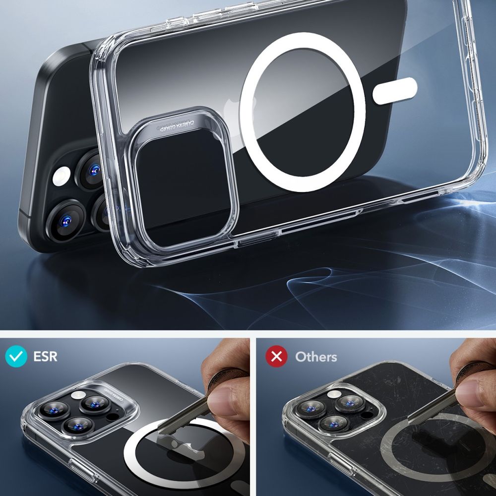 ESR Classic Hybrid Halolock MagSafe-etui + hærdet glas til iPhone 16 Pro Max - Klar
