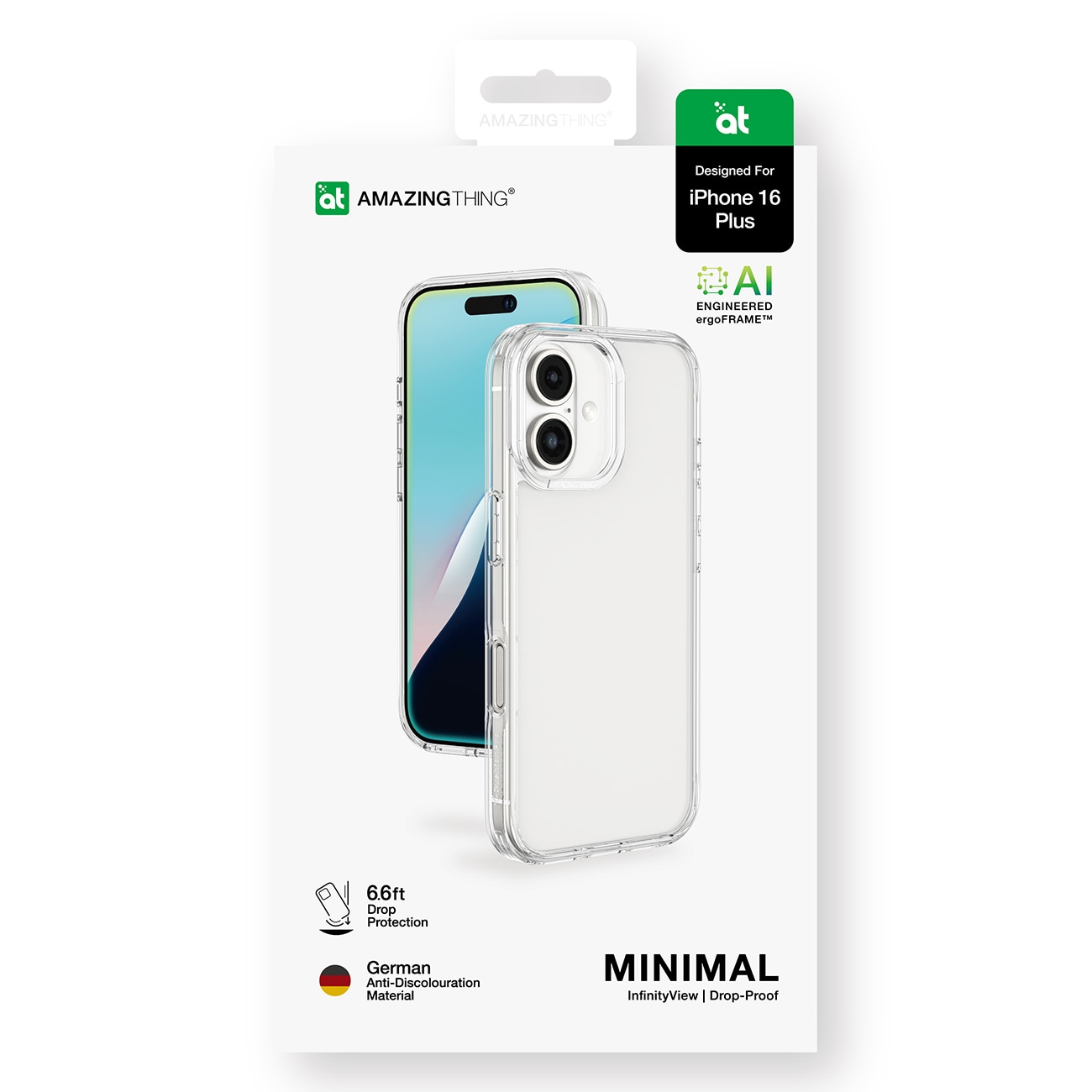 AmazingThing Minimal Case til iPhone 16 Plus Silikoneetui - Transparent