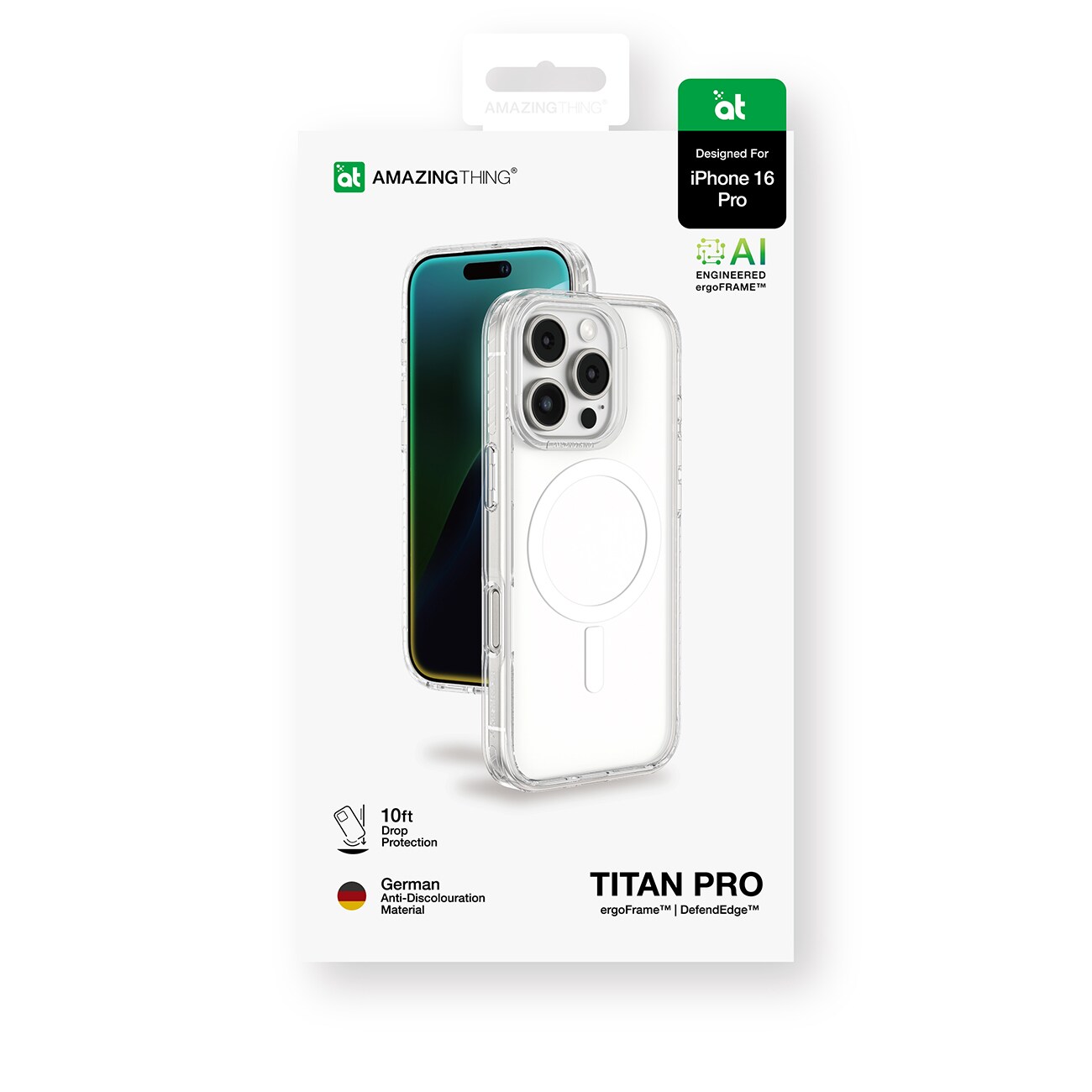 AmazingThing Titan Pro Mag Fodral med magnetisk ring för iPhone 16 Pro - Transparent
