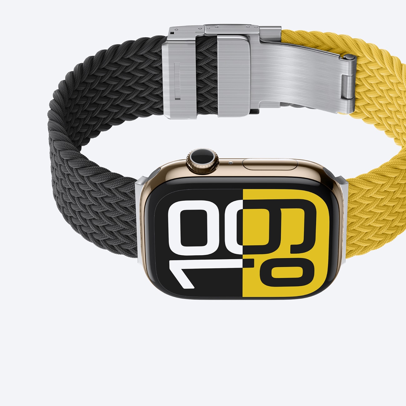 Set om 2 AmazingThing Blend-band för Apple-klocka 45/46/49 mm - gul-svart/svart